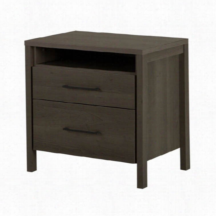 South Shore Gravity 2 Drawer Night Stand In Gray Maple