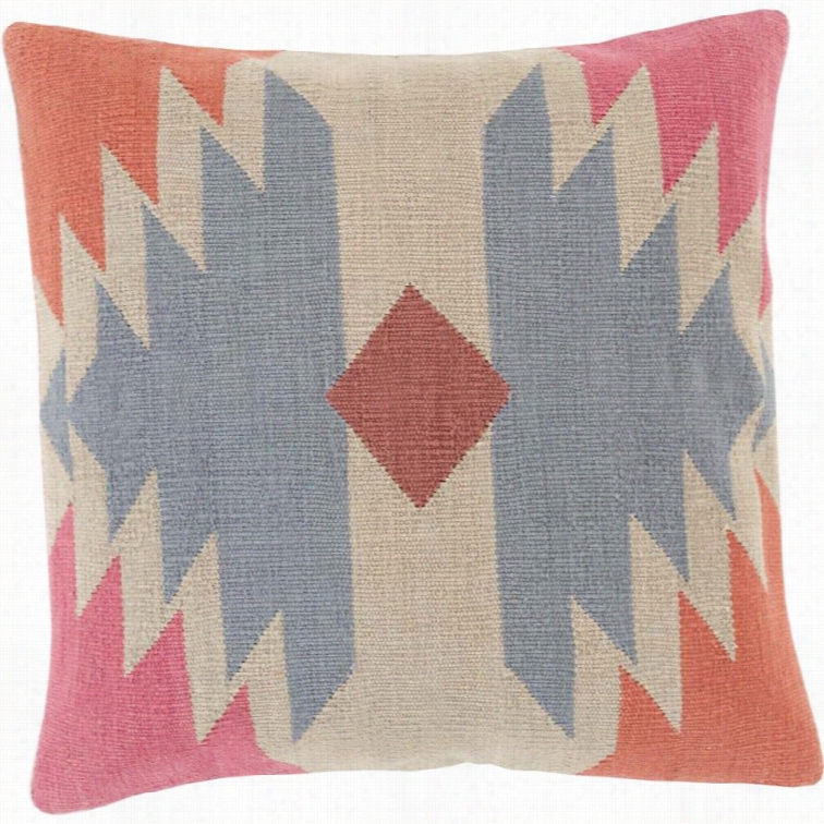 Surya Cotton Kilim Down Fill 20 Square Pillow Ni Orange