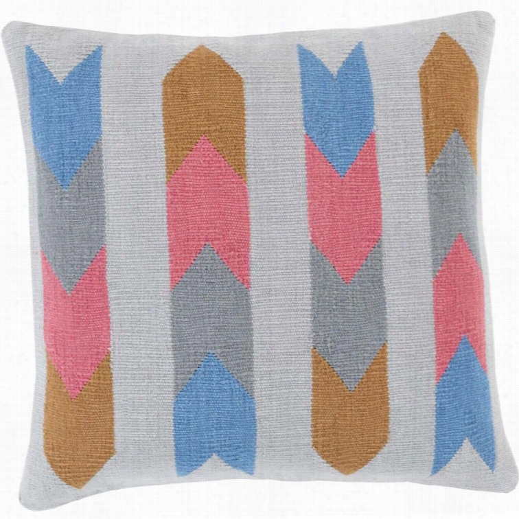 Surya  Cotton Kilim Pply Satisfy  18 Square Pillow In Gray