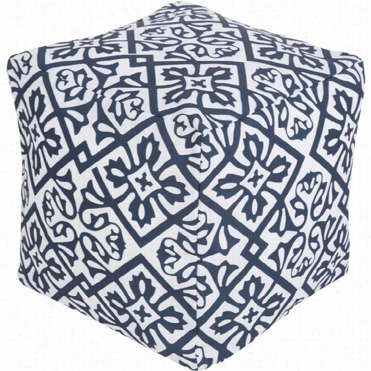 Surya Cube Pouf Ottoma Nin Cobalt