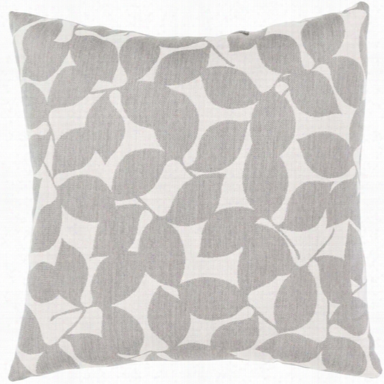 Surya Magnolia Poly Fill 16 Squaree Pillow In Gray