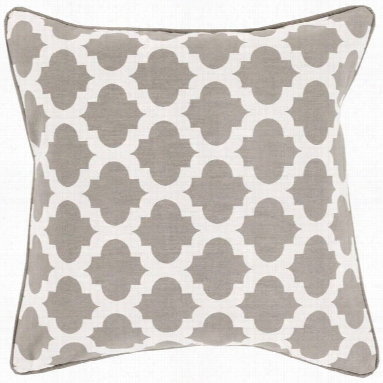 Surya Moroccan Prinnted Lattic Polyf Ill 22 Square P Illow In Gray