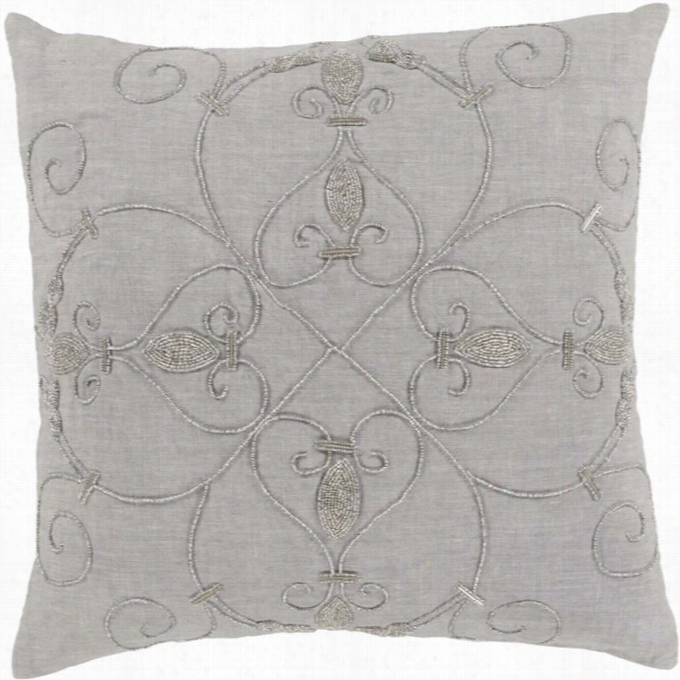 Surya Pauline Poly Fill 20 Squar E  Pillow In Gray