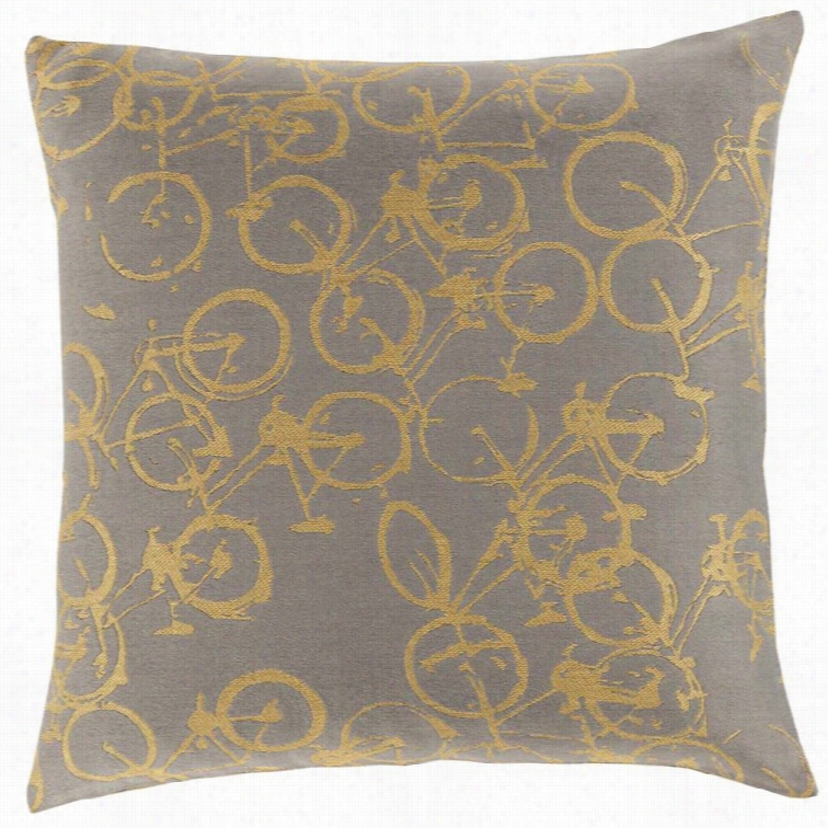 Surya Pedal Power Poly Fill 20 Square Pillow In Yellov And Gray