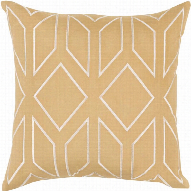 Surya Skyline Pol Y Fill 22 Square Pillow  In Gold And  Beige