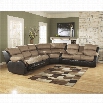Ashley Presley 3 Piece Faux Leather Sectional in Two Tone Cocoa