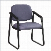 Office Star Deluxe Sled Base Arm Guest Chair with Designer Plastic Shell-Ebony
