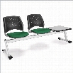 OFM Star Beam Seating with 2 Seats and Table in Forest Green and Gray