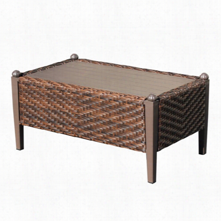 Tk Carmel Outdoor Wicker Rectangle Ciffee Table In Toasted Pecan