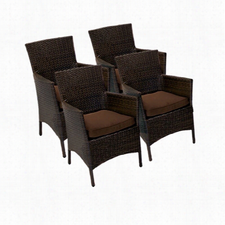 Tkc Sonoma Wicker Patio Arm Dining Chairs In Cocoa (set Of 4)