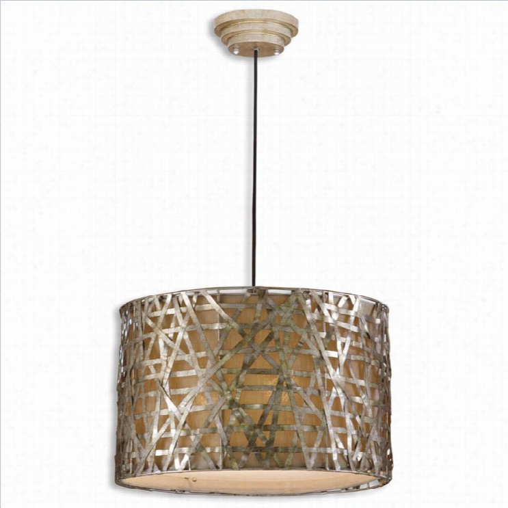 Uttermost Alita Champagne Metal Drrum Pendant In Silver