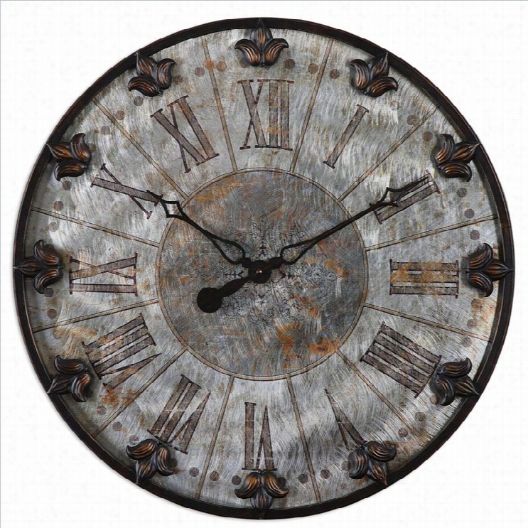 Uttemrost Artemis Antique Wall Clock In Brushed Aluminu M