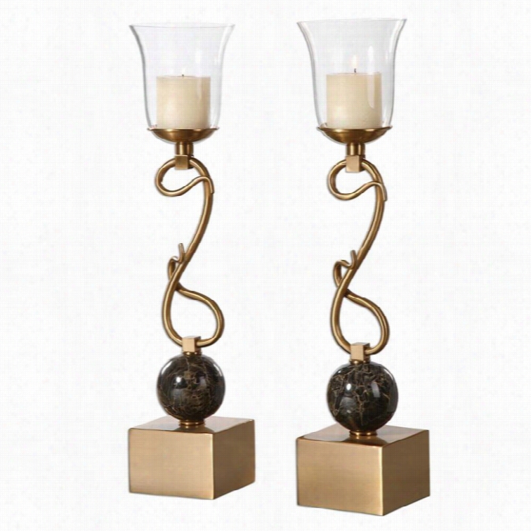Uttermosta Ttila Coffee Bronze Candleholders (set Of 2)