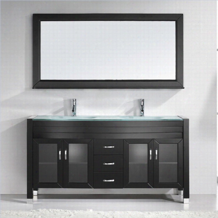 Virtu Usa Ava 63 Glass Double Bathroom Vanity Cabinet Set In Espresso