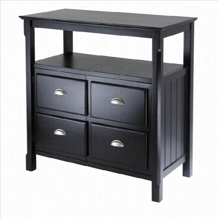 Winsome Timber Solid Wood Buffet Table In Black