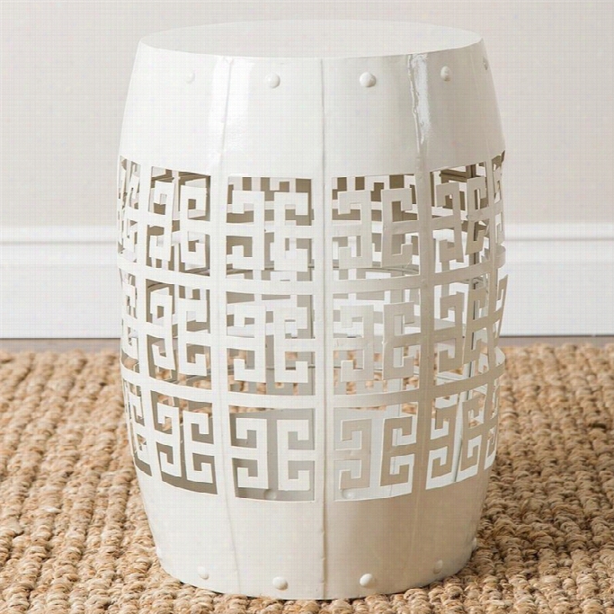 Abbyson Living Grac Eround Metal Garden Stool In White