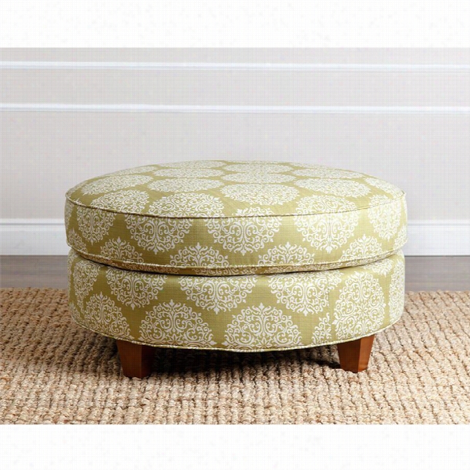 Abbyson Living N Iall Fabric Round Ottoman In Floral Moss