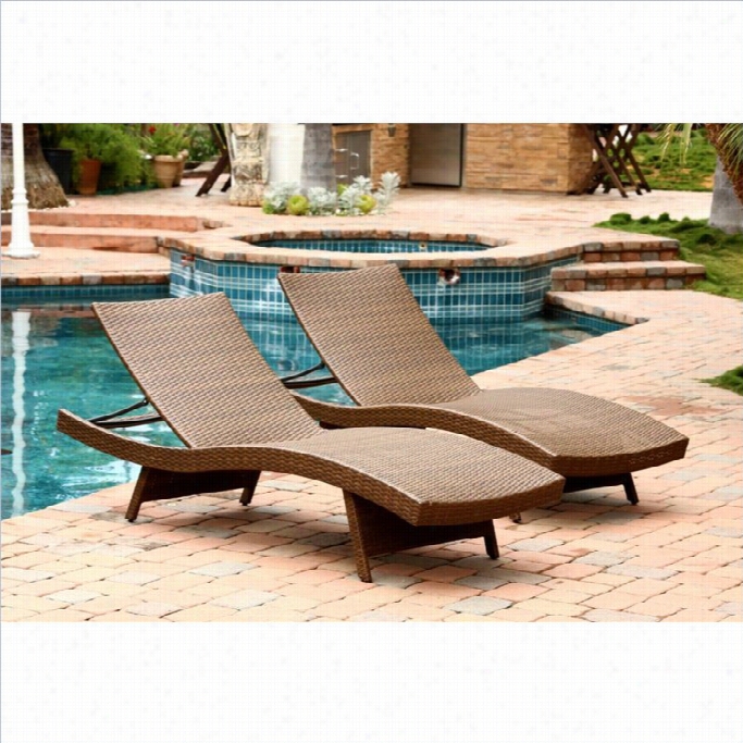 Abbyson Lviing Palermo Outdoor Icker Chaise In Brown (set Of 2)