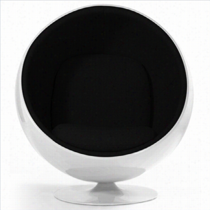 Aeon Furniture Luna Fiber Glass Eegg Chair In White And Black