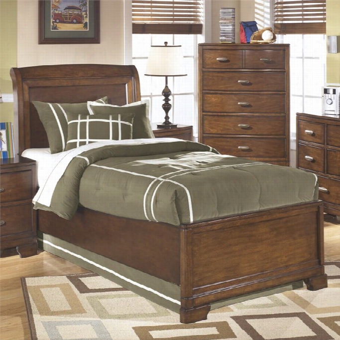 Ashley Aea Wood Twin Sleigh Bed In Brown