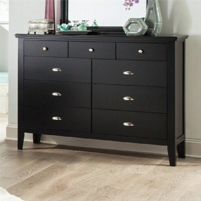 Ashley Brafin 9 Drawer Wood Double Dresser In Black