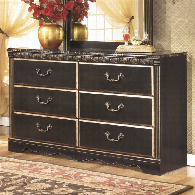 Ashley Coal Creek 6 Drawer  Woo Double Dresseer In Dark Brown