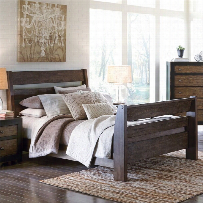 Ashley Emerfield Forest Sleigh Bed In Rustic Brown