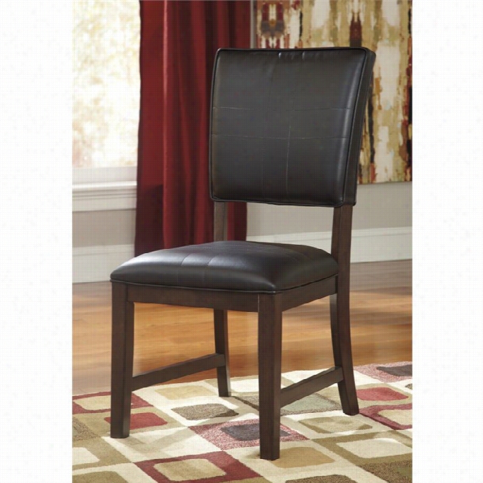 Ashley Wtson Faux Letaher  Dining Chair In Ddark Brown