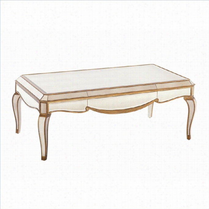 Bassett Mirror Colltte Mirror Panel Rectangular Cocktail Table In Gold