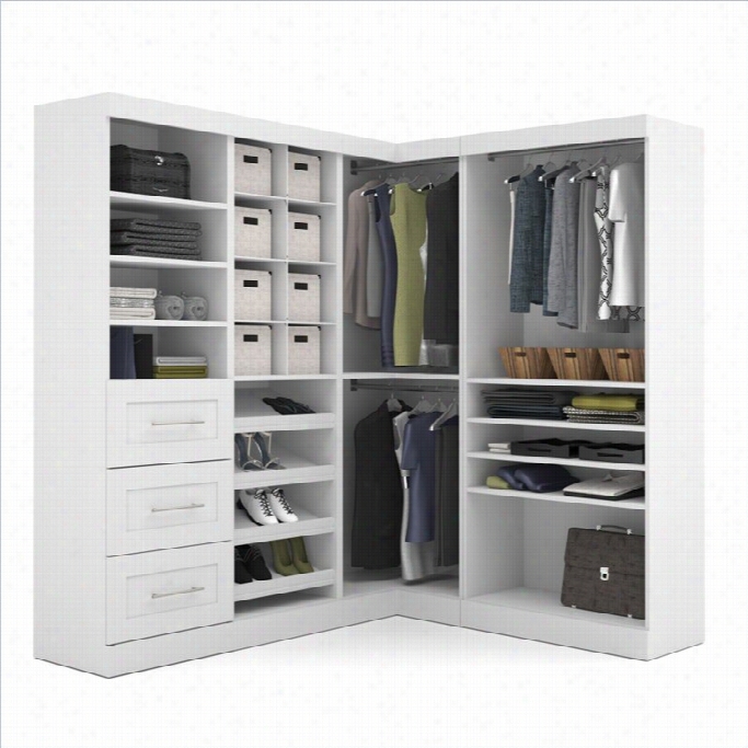 Bestar Pur 82 4-piece Corner Storage Unit In White