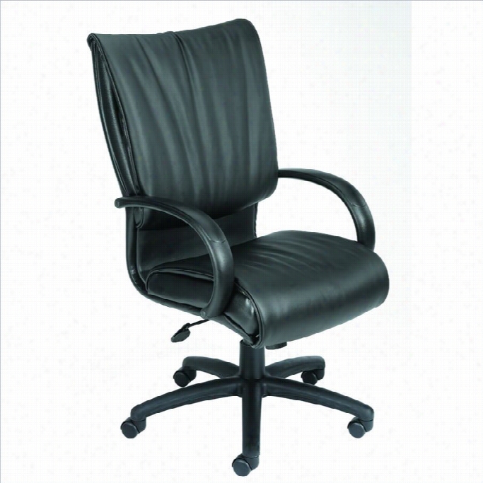 Boss Office Products High-back Blacck Leather Plus Ofice Chair-sprign Tilt