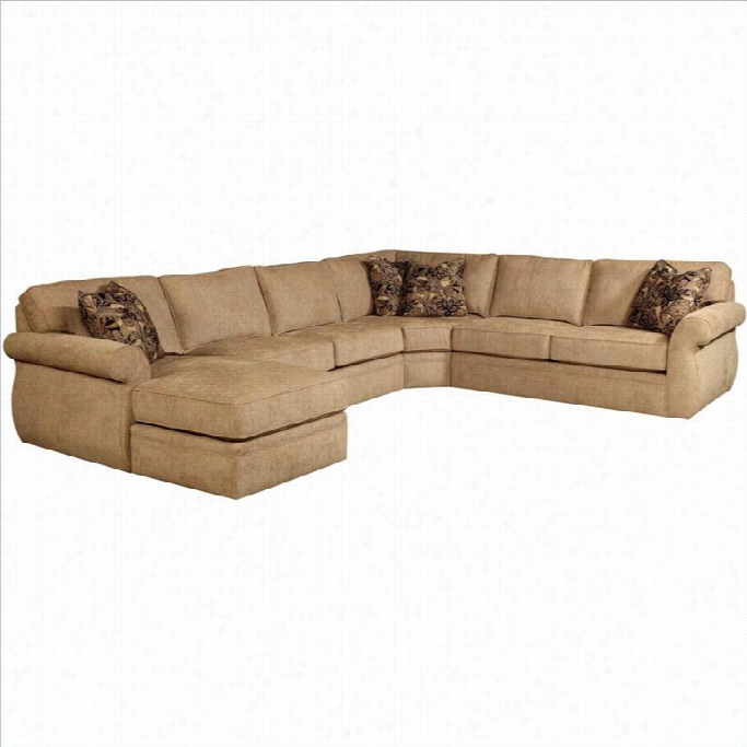 Broyhill Veronica Upholstered Laf Chaise Sectional Sofa In Beige Chenille