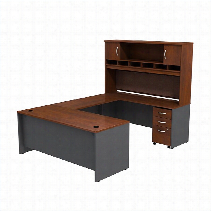 Bus Hbbf Seiresc  72 U-shaped Desk With Hutch In Hansen Cherry