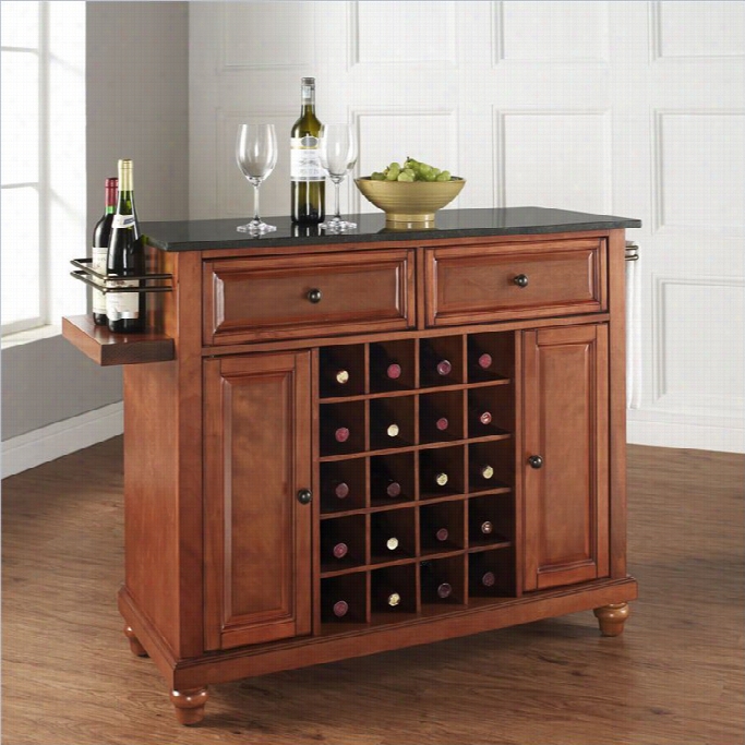 Cambridge Solid Black Granite Top Wine Island In Classic Cherry