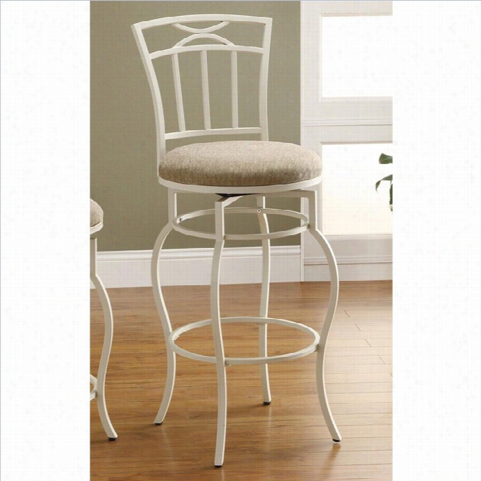 Coaster 29 Metal Tribunal Stool With Upholstered Seat  In White