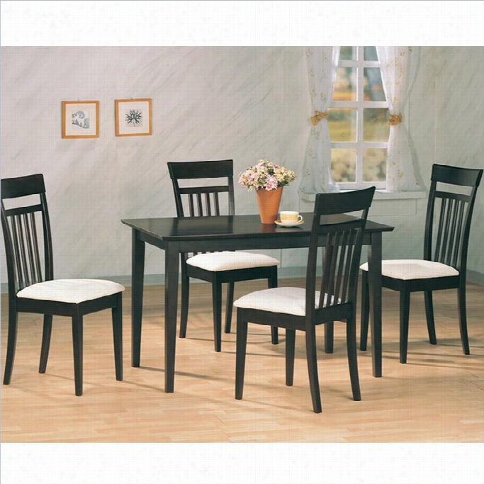 Coaster Andrews 5 Piece Upholstereed Chair Dining Set In Cappuccnio