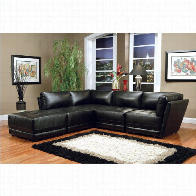 Coaster Kayson Bonded Leather Sectional In Black