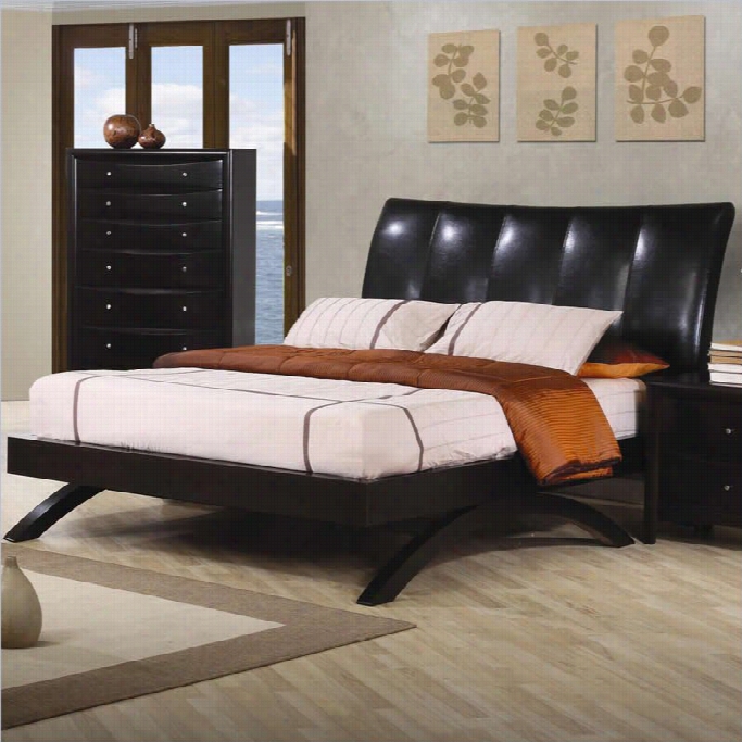 Coaster Phoenix Queen Leather Upholstered Bed In Brown And Cappccin O