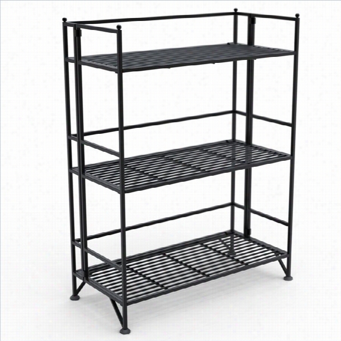Convenience Concepts Xtra-storage 3 Tierwide Folding Shelf In Black