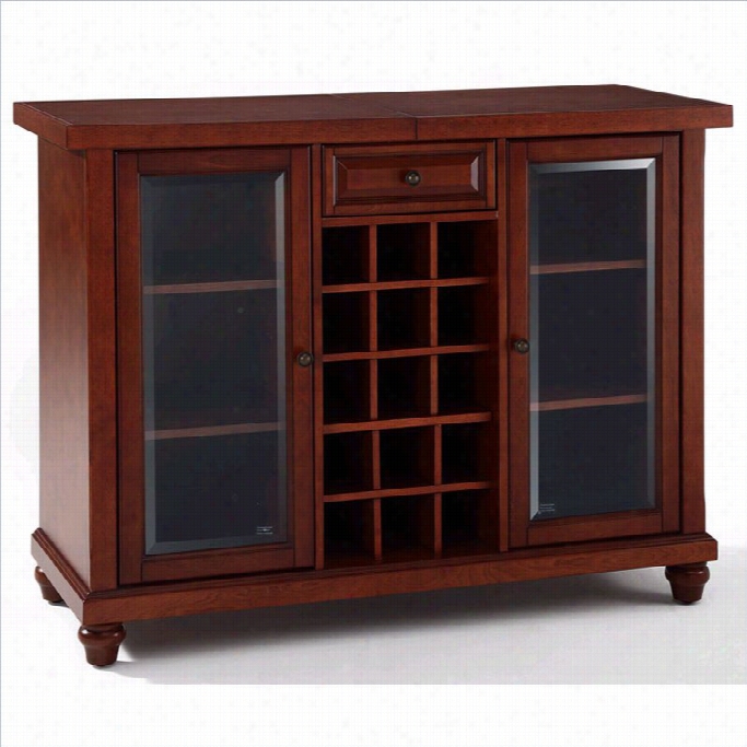 Crosley Cambridge Sliding Top Home Bar Cabinet In Vintage Mahogany