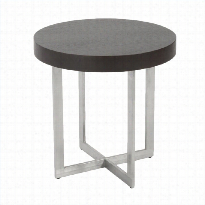 Eurostyle Oliver Side Table In Wenge And  Brushed Stainless Steel