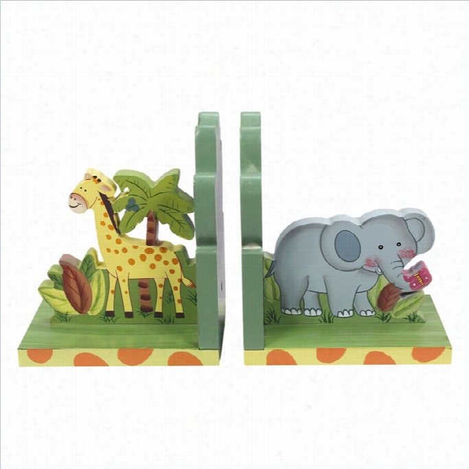 Fantasy Fields  Hand Carved Sunny Safari Set Of Bookends