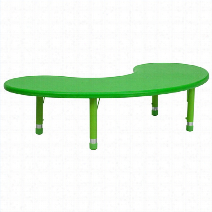 Falsh Furniture Height Adjustable Half-moon Activity Table N Green