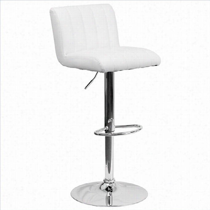 Flash Furniture Quited 25 To 35 Adjustable Bar Stool In White