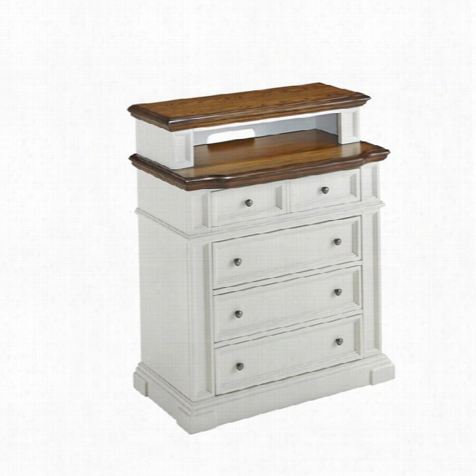 Home Stylees Americana Media Chest In White And Oak