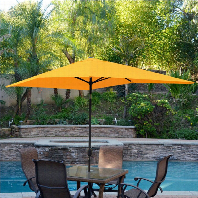 Jeco 6.5' X 10' Aluminum Patio Price Umbrella Tilt With Crank In Yellow Fabric Black Pole