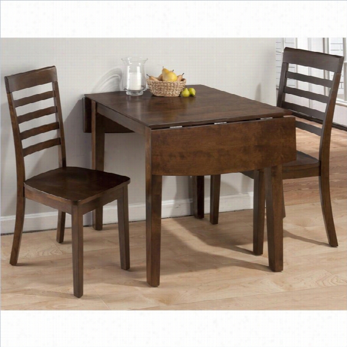 Jofran 3 Piece Drop Lea F Slat Back Dining Set In Taylor Cherry