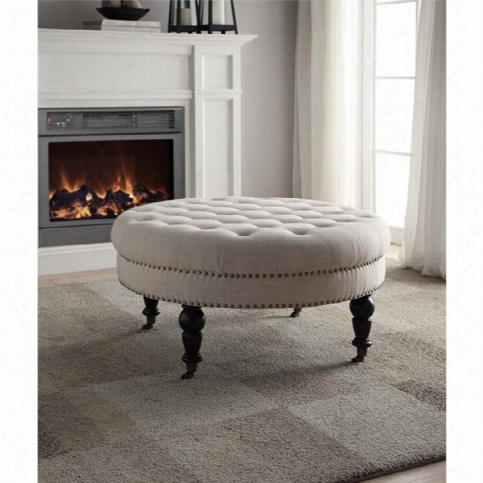 Linon Isabelle Orund Ottoman In Fool