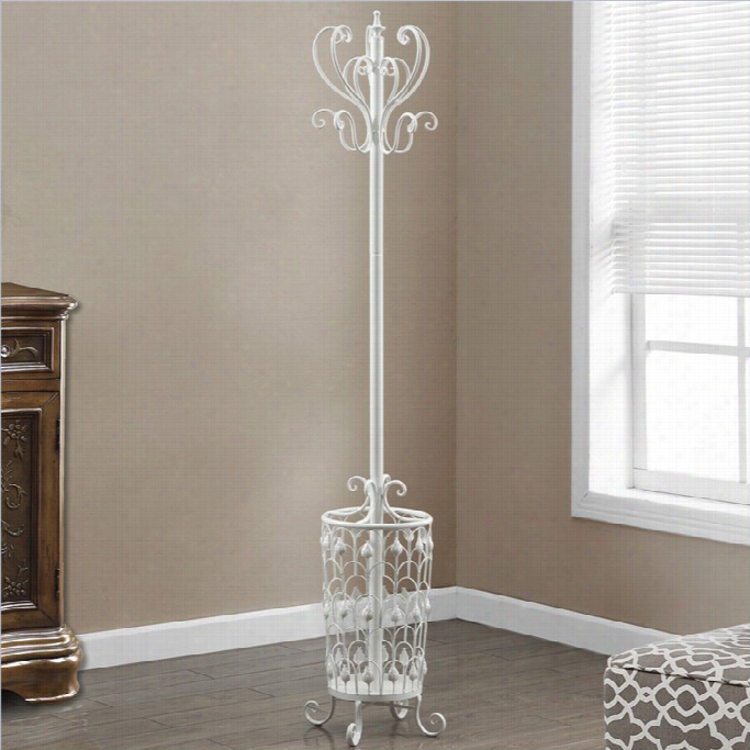 Monrch Coat Rack With Hooks In Antique White