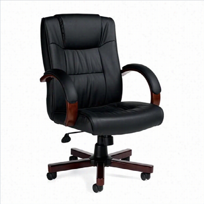 Offices To Goo  Luxhide E Xecutive Office Chair With Wood Arms And Base